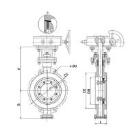 Затвор дисковый поворотный трехэксцентриковый серии TL73GS Tafline (Тафлайн), DN50 PN16, корпус, диск - сталь, межфланцевый с голым штоком Тафлайн